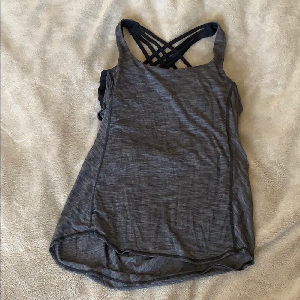lululemon athletica Gray Strappy Back Tank Top